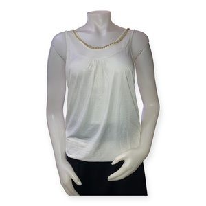 Coogi swimwear Womens white draped chain necklace tank top